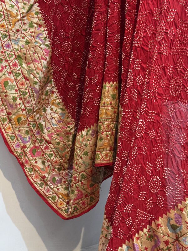 Paithani rai bandhani bandhej tasted Zari saree - Image 3