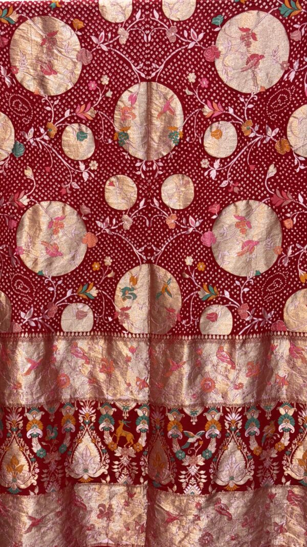 Handwoven Banarasi Rai Bandhej Dupatta - Image 2